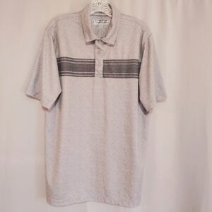 Pebble Beach Men's L Gray Stripe Polo Golf Shirt Dry-Luxe Performance